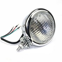 5.75" Cafe Racer Headlamp H4 Bates Style, Chrome, E-mark