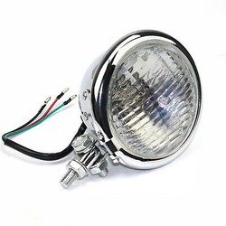 5.75" Cafe Racer Headlamp H4 Bates Style , Chrome, E-mark