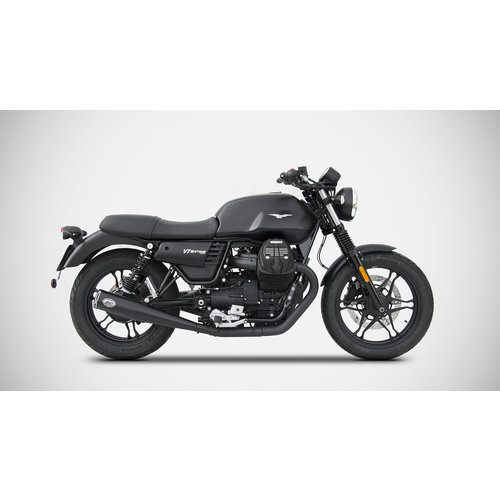 Zard Auspuff Moto Guzzi V7 III, 17-, Zuma, Edelstahl Schwarz, Slip-On, E-Markiert