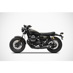 Auspuff Moto Guzzi V9 Bobber-Roamer, 17-, Edelstahl + Keramik Schwarz, Slip-On, Euro 4