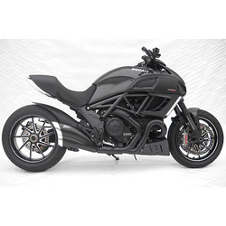 Einddemper Ducati Diavel, roestvrij zwart, slip-on, E-gemarkeerd, cat., Silberne eindkap