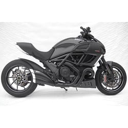 Rear Silencer  Ducati Diavel, Stainless Black, slip on, E-Marked, Cat., silberne End Cap