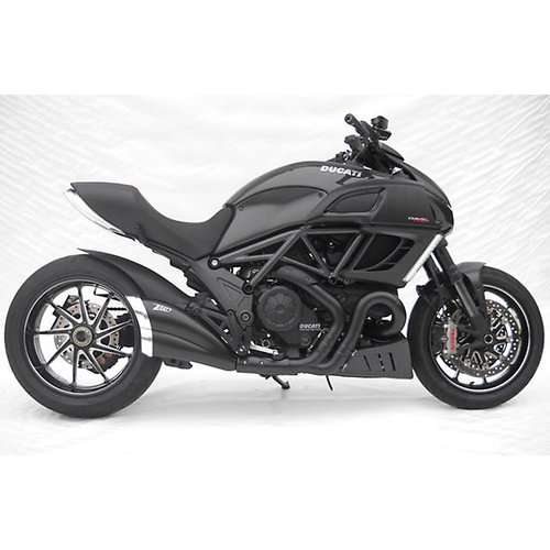 Zard Rear Silencer  Ducati Diavel, Stainless Black, slip on, E-Marked, Cat., silberne End Cap