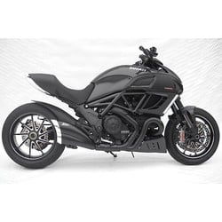 Exhaust  Ducati Diavel, Stainless Black, slip on, E-Marked, Cat., Black End Cap