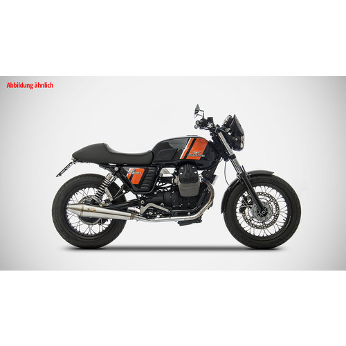 Zard Uitlaat Moto Guzzi V7 Classic, RVS gepolijst, slip on 2-2, E-gemarkeerd, + Cat.