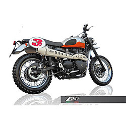 Uitlaatsysteem Triumph Scrambler, 08-15, hoog gemonteerd taps toelopend, roestvrij, E-gemarkeerd, + cat.