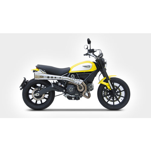 Zard Exhaust System Ducati Scrambler, 15-, short, raised, E-gepr, with Cat.