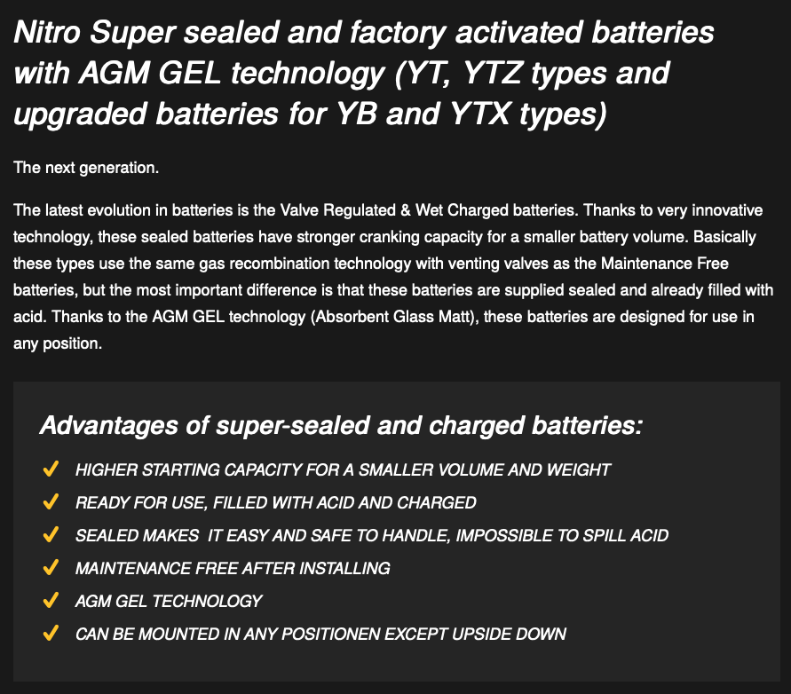 Batteria YTZ12-S AGM Honda SH 300 NSS 250 VFR 800 CBR 1000 VT 750C NC 700