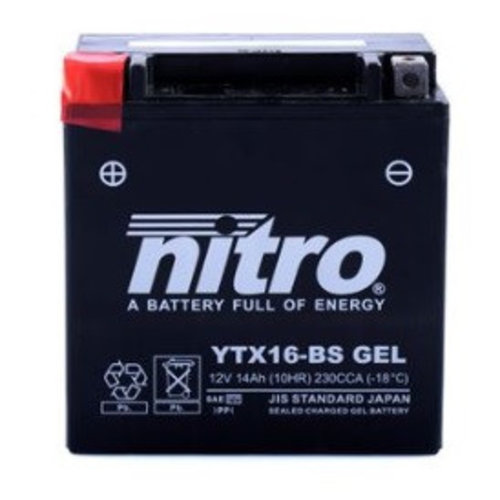 NITRO YTX16-BS Super Sealed Battery