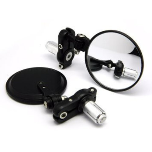 Par de espejosBar End Cafe Racer  Negros plegables de 3" con extremo de manillar