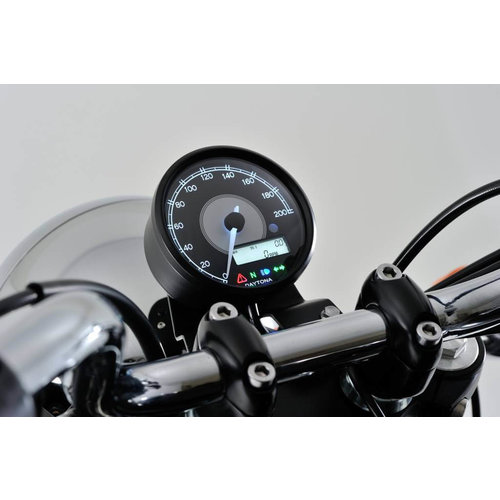 Daytona Velona Tachimetro e Contagiri 80mm Nero con Scala 200km/h, 0-20.000 RPM, Voltmetro e Omologazione ECE