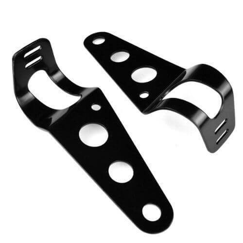 Emgo Cafe Racer Retro Schwarze Scheinwerferhalter (Gabelohren) für 30-38 mm Vorderradgabeln