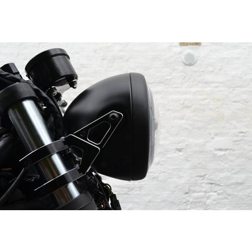 Motorrad-LED-Scheinwerfer 165mm mit Fernlicht, Abblendlicht und  Halo-Tagfahrlicht DRL, Homologiert, universelle Passform, satinschwarzes  Finish für Cafe Racer