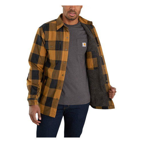 Carhartt SHERPA LINED FLANNEL PLAID SHIRT CARHARTT BROWN - LARGE