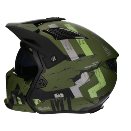 MT Helmets Casque Streetfighter SV Skull Matt Green-(Choose Size)