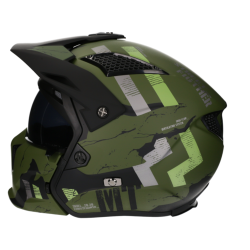 MT Helmets Helmet Streetfighter SV Skull Matt Green-(Choose Size)