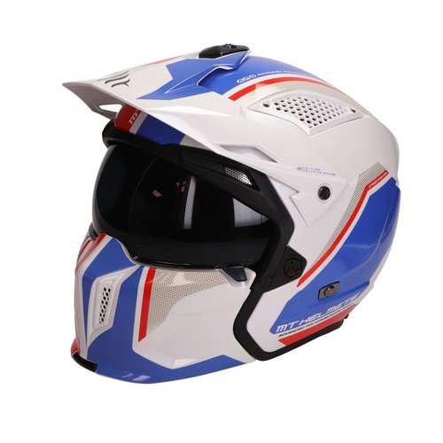 MT Helmets Helm Streetfighter SV Twin Wit/Blauw/Rood-(Kies Maat)