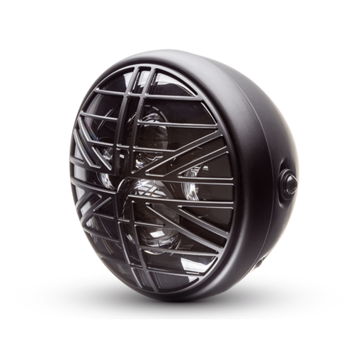 7  "Matzwarte multi-projector LED-koplamp +  Union Jack Cover