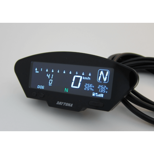 Daytona Multifunctioneel Speedo/Tacho Dashboard ABS Matte Black met LCD-display, toerenteller en voltmeter