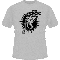 T-Shirt "One Kick Only" - Grigia Sportiva Con Stampa Nera