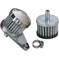 3/8" Crankcase Breather Filter Kit with Chrome Top and Die-Cast Mounting Base