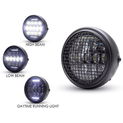 7  "Mattschwarz Classic Multi Projektor LED Scheinwerfer + Mesh Grill