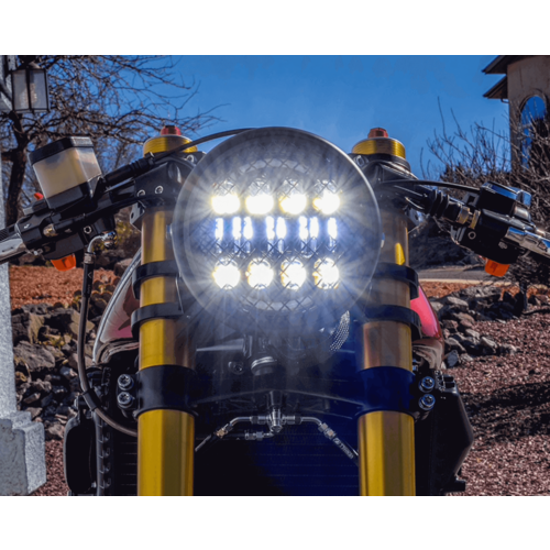 7  "Mattschwarz Classic Multi Projektor LED Scheinwerfer + Mesh Grill