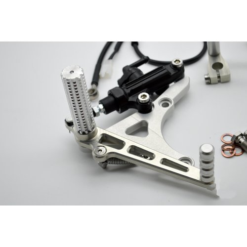 Dixerparts Pedane Pedane Pilota Anteriore per BMW K100/K75/K1100 Cafe Racer | Corto, Argento