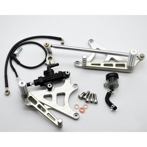 Dixerparts Juegos delanteros de Reposapiés de Conductor MODEL - 1 (Largo) para BMW K100/K75/K1100 Cafe Racer Scrambler | Plata