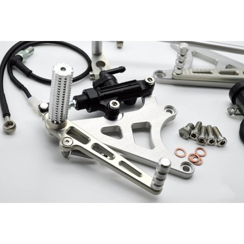 Dixerparts Juegos delanteros de Reposapiés de Conductor MODEL - 1 (Largo) para BMW K100/K75/K1100 Cafe Racer Scrambler | Plata