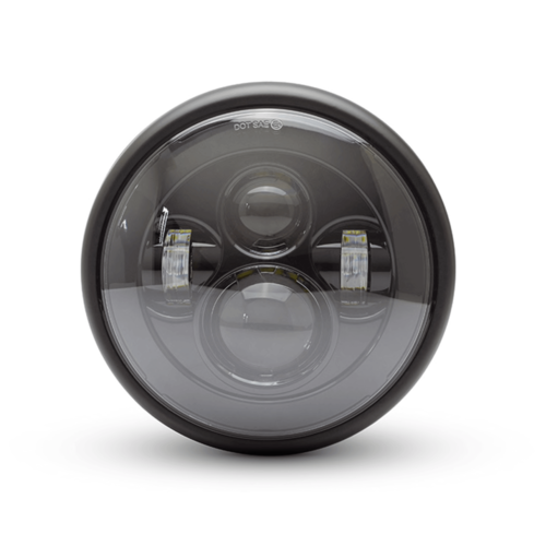 7 "Universal Metal Shorty LED Koplamp Matzwart