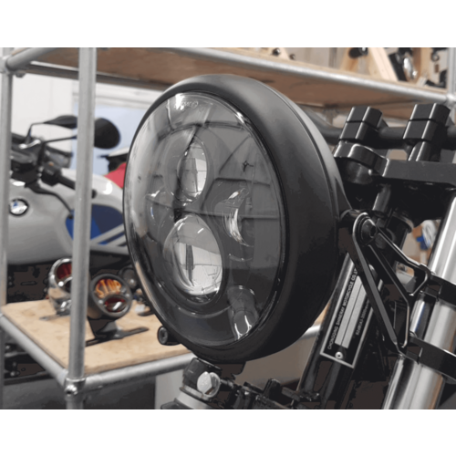 7 "Universal Metal Shorty LED Koplamp Matzwart