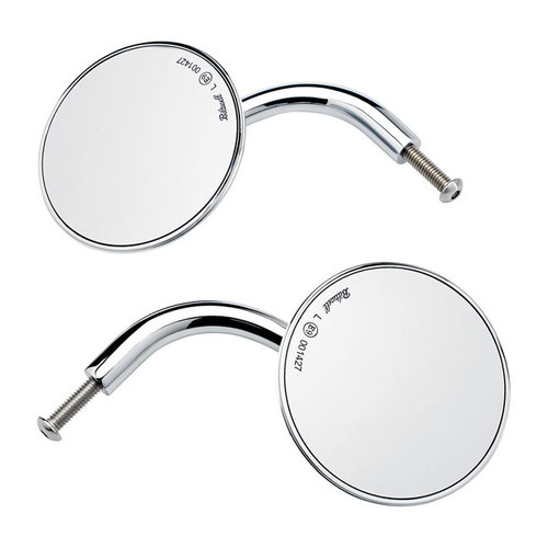 Biltwell Utility Round Mirror Short Stem | Chrome