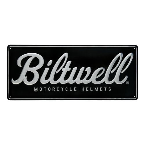 Biltwell Script Shop Letrero Aluminio | Negro