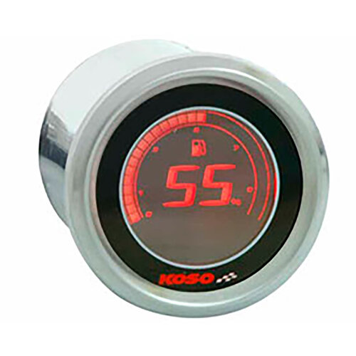 KOSO D48 Benzine Meter (Zwart LCD - Rood)