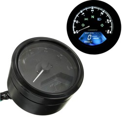 Motorrad Tachometer Universal Motorrad LCD Digitaler Drehzahlmesser Cafe  Racer Moto Kilometerzähler 12000 U / min Messgerät für 2-4 Zylinder