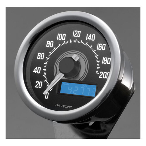Daytona Velona 60mm Electronic Speedometer 200km/h, | Black or Polished Stainless Housing