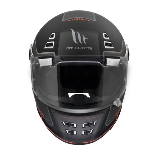 MT Helmets Casco Jarama SV Baux Negro Mate-Plata | Detalles gris-Rojo