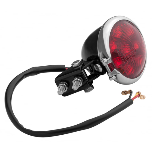 Motone Mini Bates Tail Light | Stainless Fixings | LED | Black / Stainless