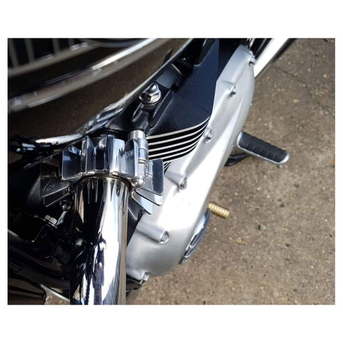 Motone Finned SS Exhaust Clamps | LC | Hand Polished Finish