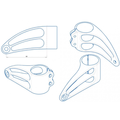 Motone Giger | Short Reach Headlight Brackets 41Mm | Black