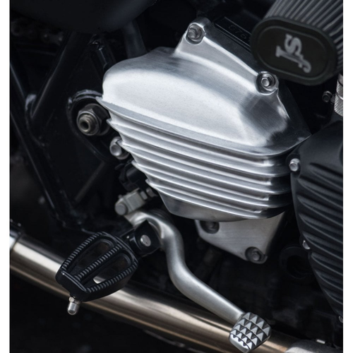 Motone Streamliner Sprocket Cover | Ribbed | LC | Street Twin/T100/T120 | Black/Polished or Brushed Finsish