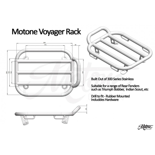 Motone Portaequipajes Trasero Voyager | Para Triumph Bobber/Indian Scout/Harley | Negro O Pulido