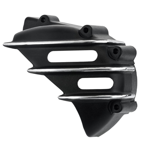 Motone Speedster Sprocket Cover | Ribbed | Black With Contrast Polished Fins | AC