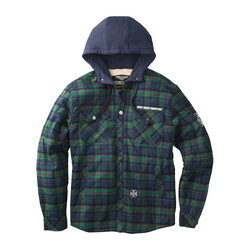 Sherpa-Gefütterte Flanelljacke | Blau/Grün | Größe Auswählen