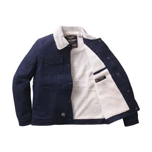West Coast Choppers Giacca Di Jeans Foderata In Sherpa | Blu | Scegli La Taglia