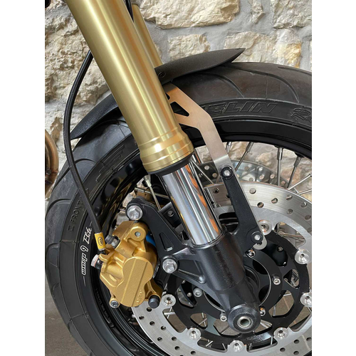 Raw Metal Racers Guardabarros delantero de aluminio para conversión de horquilla Triumph 675