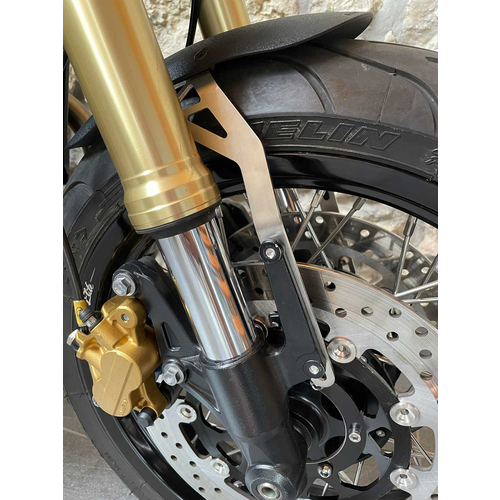 Raw Metal Racers Guardabarros delantero de aluminio para conversión de horquilla Triumph 675