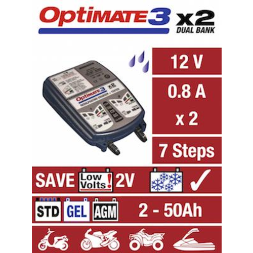 Tecmate Cargador y mantenedor de batería dual Optimate 3