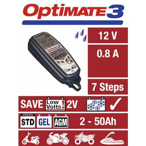 Tecmate Optimate 3 7-staps 12V 0,8A acculader